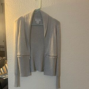 Grey sweater jacket. Size XS. Carmen Marc Valvo design